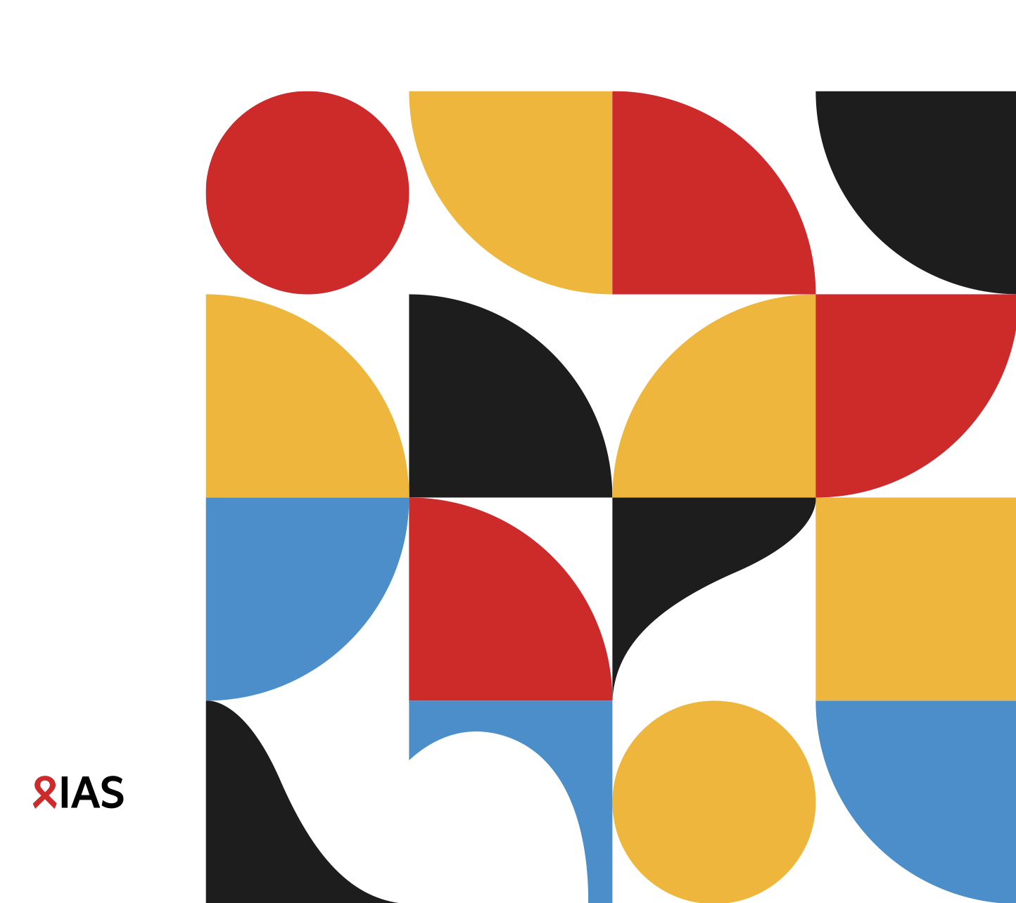 Munich_AIDS_2024 A colorful geometric design composed of shapes in yellow, red, blue and black. The letters of the logo beside the design read, "IAS"
